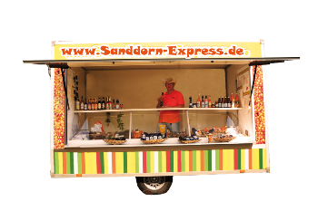 unser Sandorn-Verkaufwagen auf den Märkten.